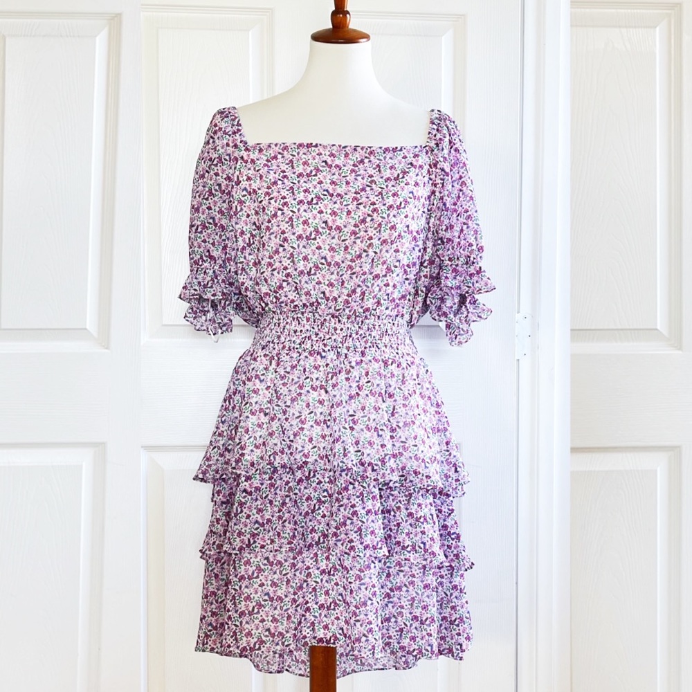 Leyden purple chiffon dress - Picture 5 of 6